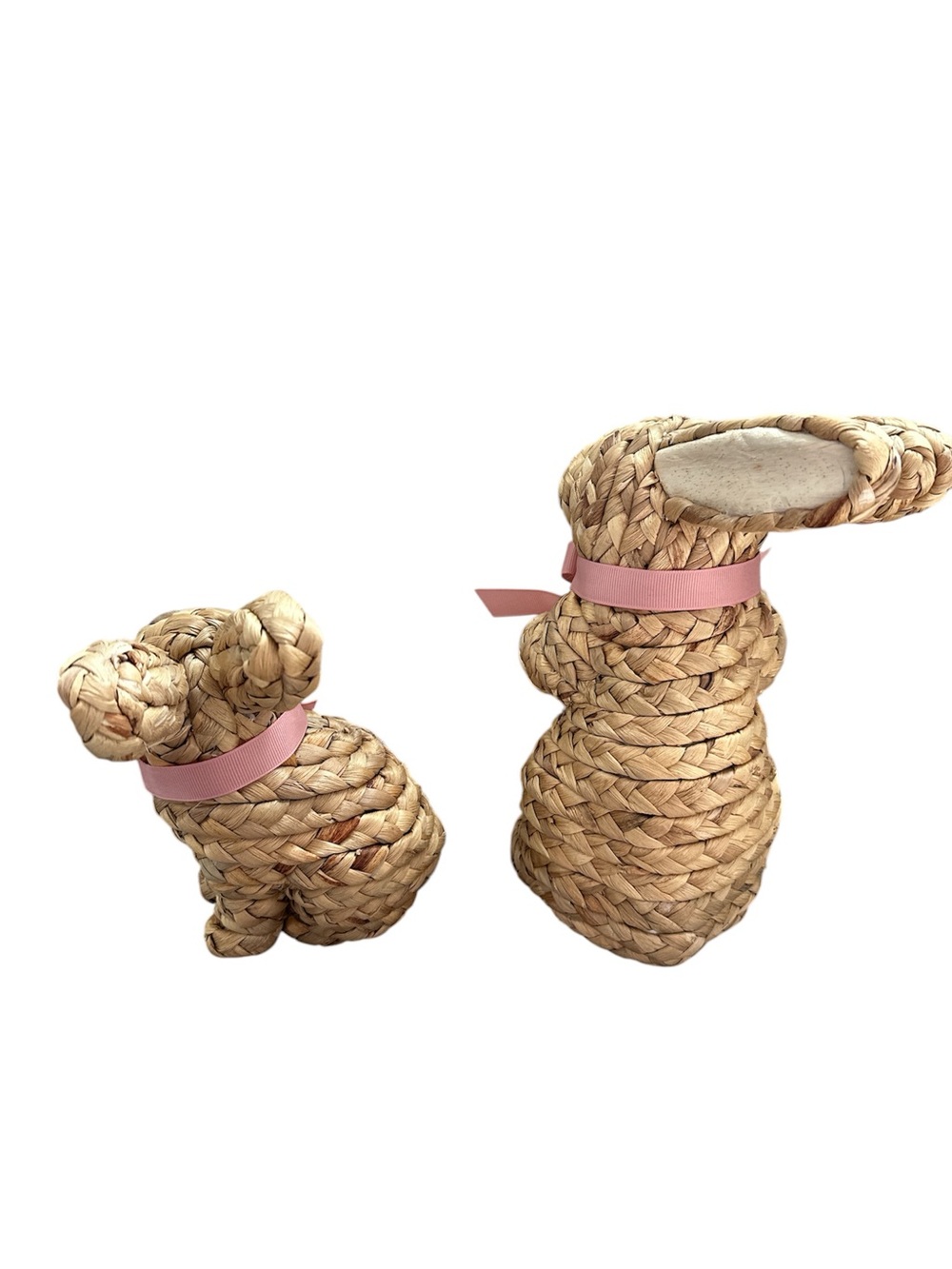 Threshold Woven Bunny Figurines with Pink Bows - Set of 2 - Picture 2 of 3